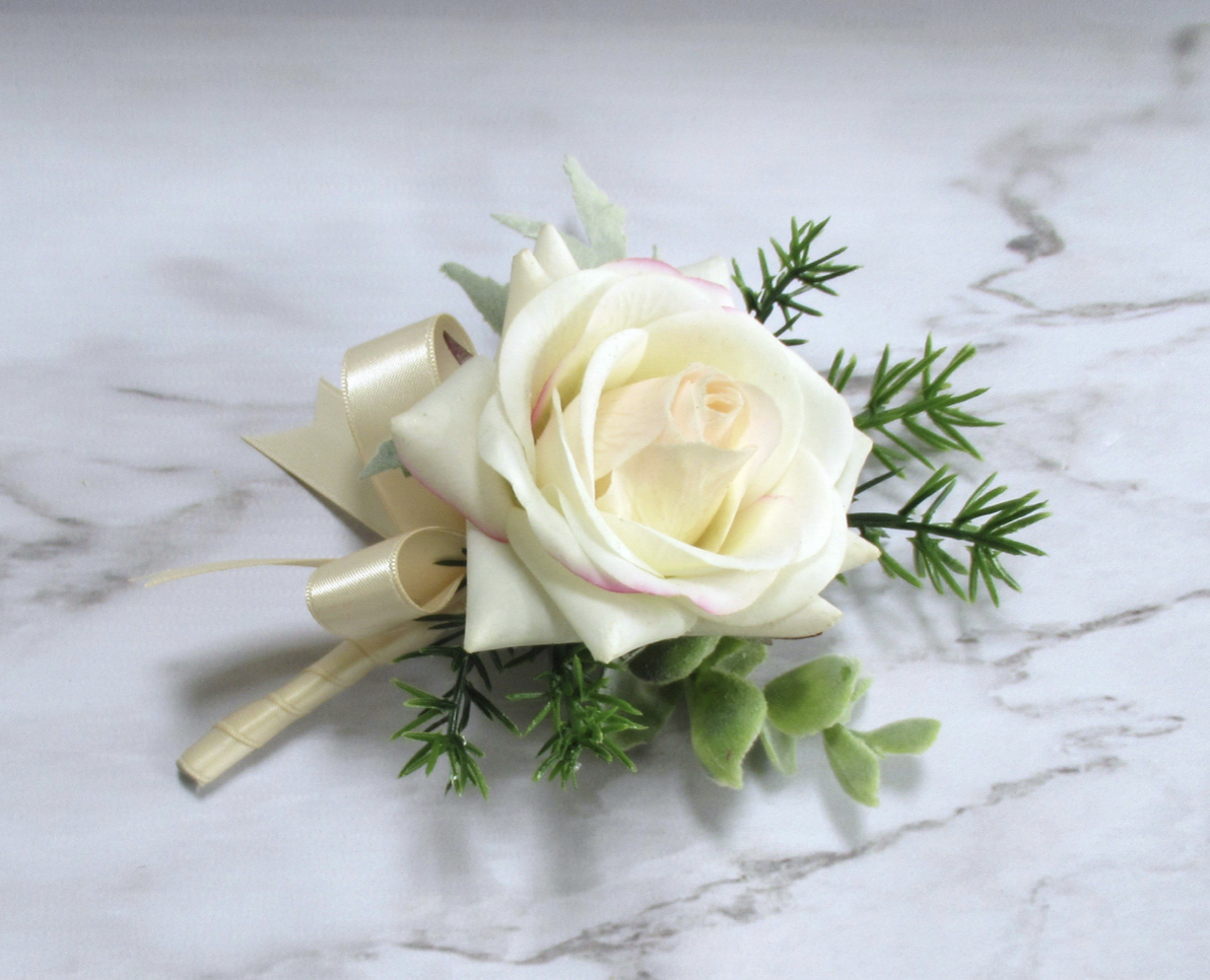 Fresh Touch Rose Buttonhole, Groom Buutonhole, Best Man Buttonhole, Groomsman Buttonhole